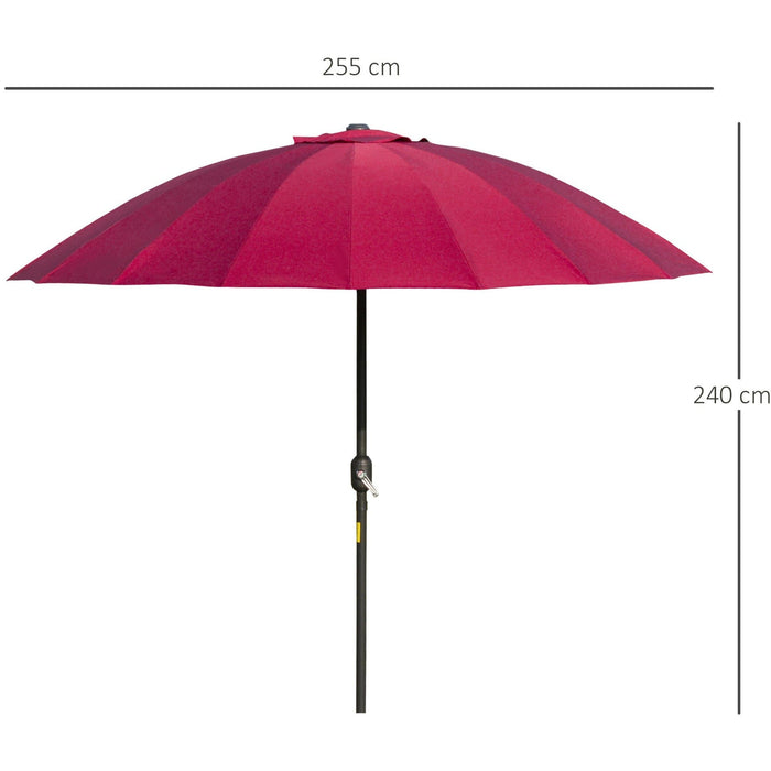 Round Patio Parasol, 2.5m, Tilt Crank, 18 Ribs