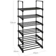 6 Tier Metal Shoe Rack, Black SONGMICS