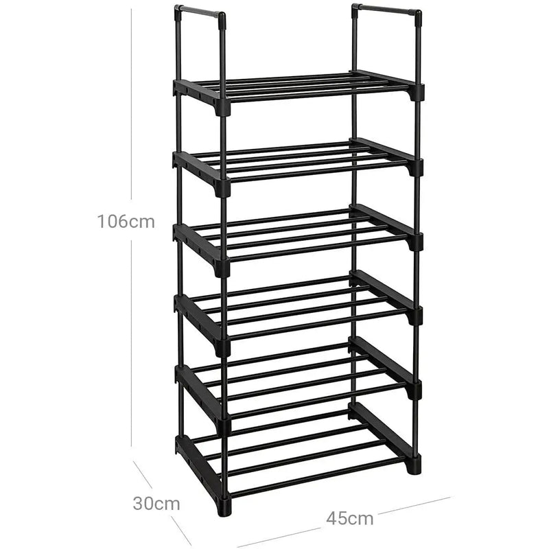 6 Tier Metal Shoe Rack, Black SONGMICS