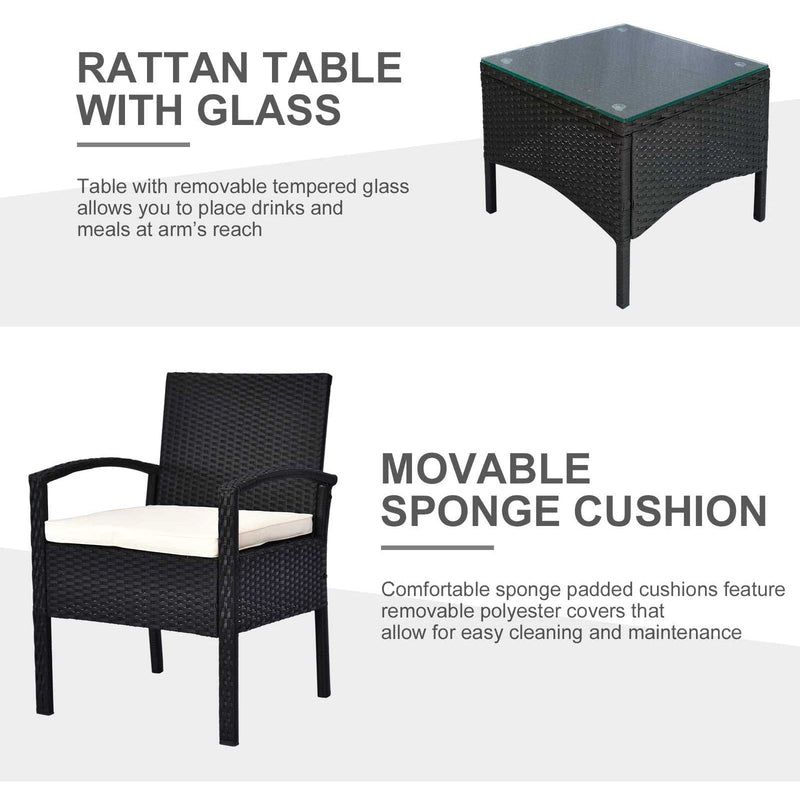 2 Seater Rattan Sofa Set with Table