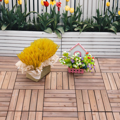 Outdoor Interlocking Deck Tiles Non Slip Surface for Patios and Balconies Black Outsunny