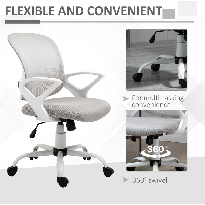 Grey Mesh Office Chair with Lumbar Support & Armrests