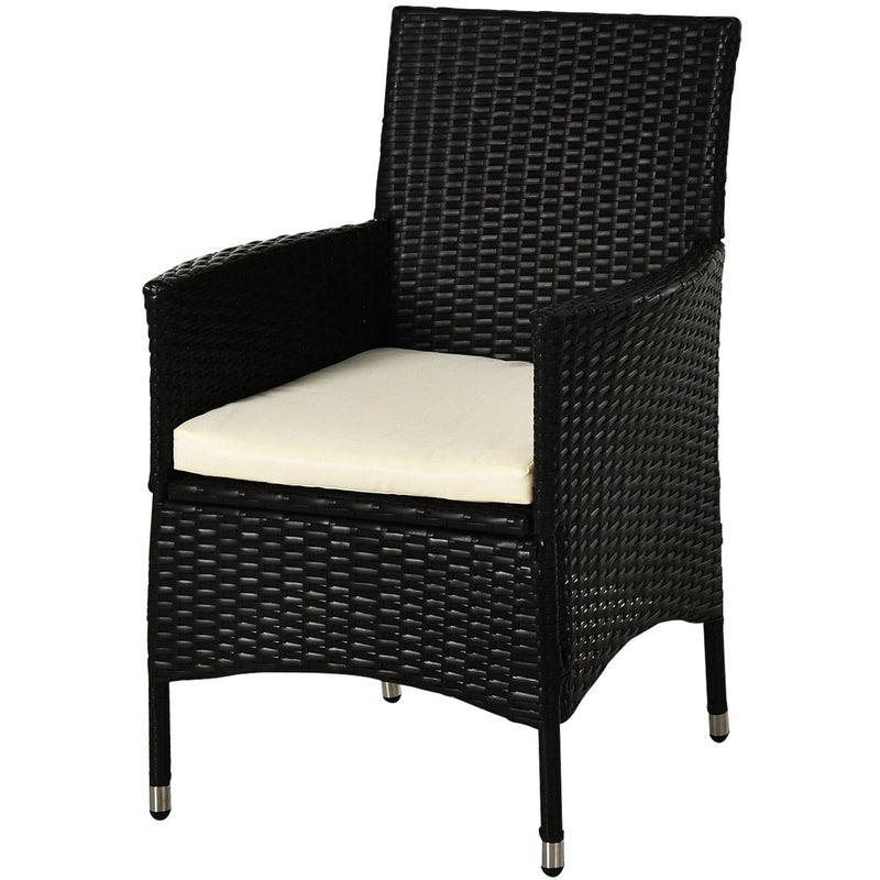 Garden Furniture Bistro Set, 2 Rattan Armchairs and Table