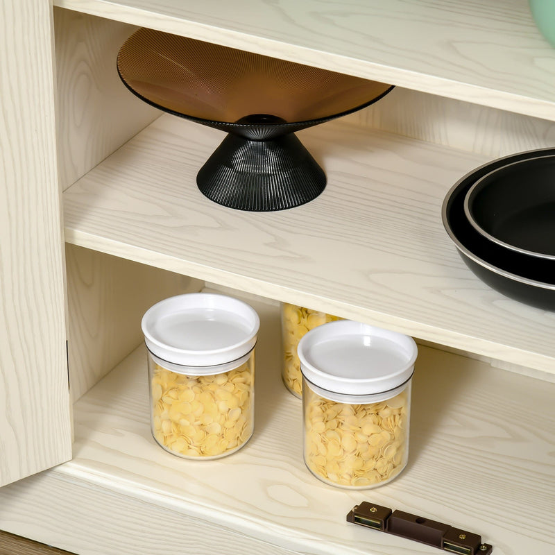 White Wood Grain Kitchen Cupboard with 4 Doors & Shelves