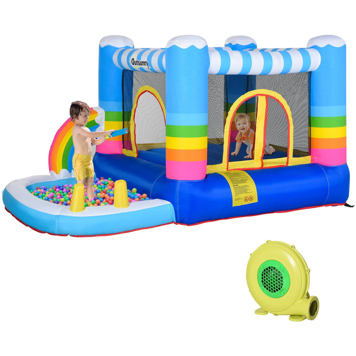 Kids Rainbow Themed Bouncy Castle With Pump, Age 3-8 Years