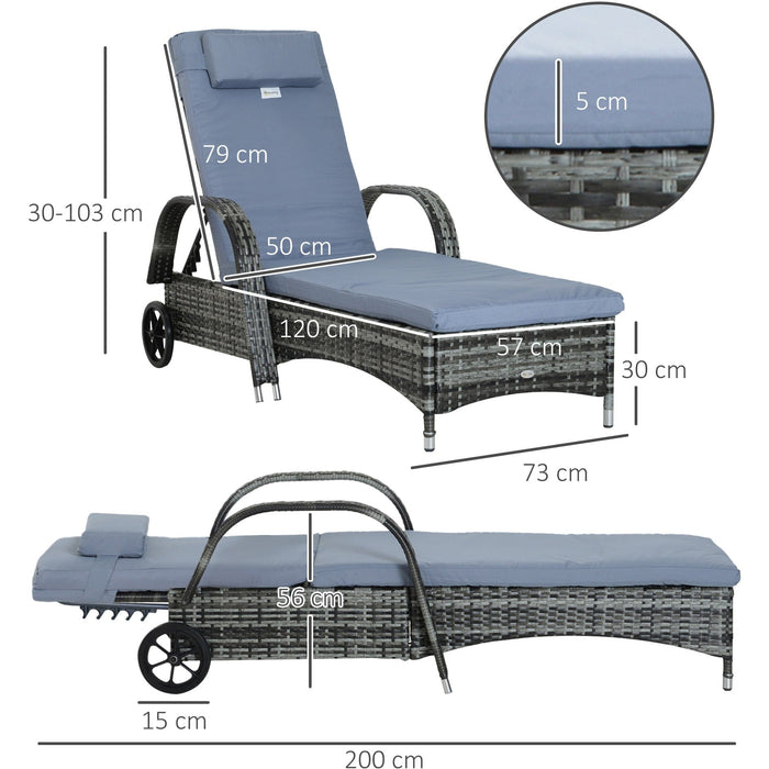 Rattan Sun Lounger With Wheels