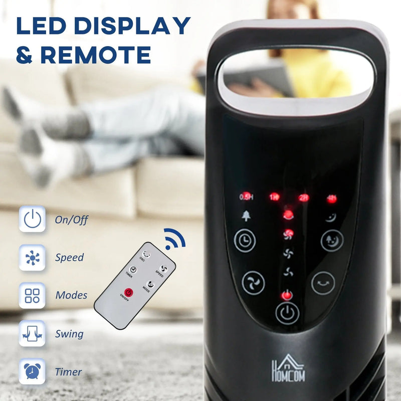 40W Tower Fan with Remote, Oscillation, 3 Speeds, 78.5H cm Homcom