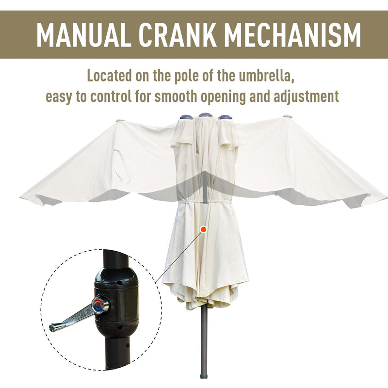 4.6m Double Sided Parasol With Crank Handle, No Base Outsunny