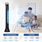 36" Tower Fan with Remote, 3 Speed, Oscillation, 7.5h Timer Homcom