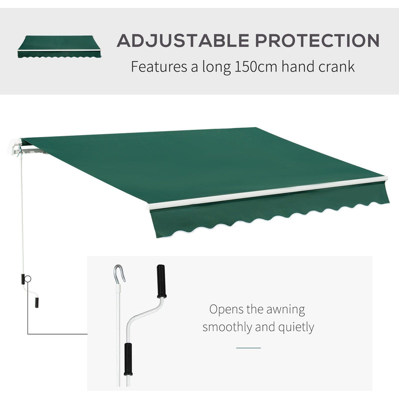 Awning Canopy Retractable, Manual Operation, 4x2.5m