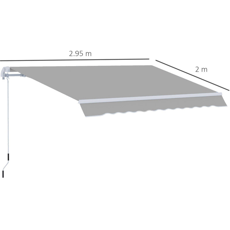 Awning For Patio - Manual Hand Crank 3 x 2m Aluminium Frame