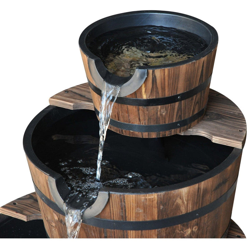 Wooden Water Pump Fountain, Cascading Garden Feature Outsunny