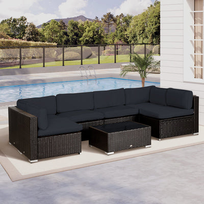 Outsunny Garden Rattan Sofa Cushion Polyester Cover Replacement Outdoor- No Cushion Included Grey Outsunny