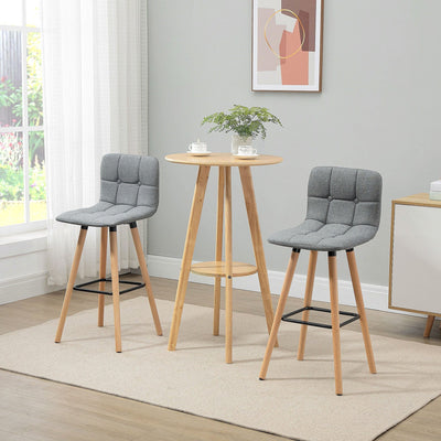 Set of 2 Bar Stools With Backs, Grey Homcom
