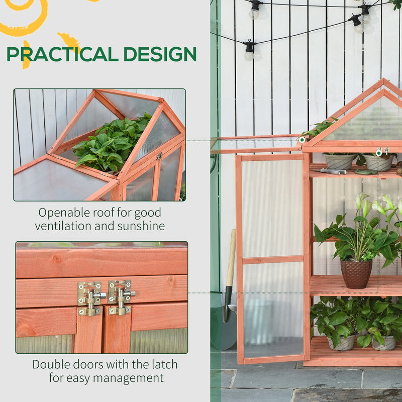 Greenhouse Cold Frame, Shelves, Double Doors, 80x47x138cm