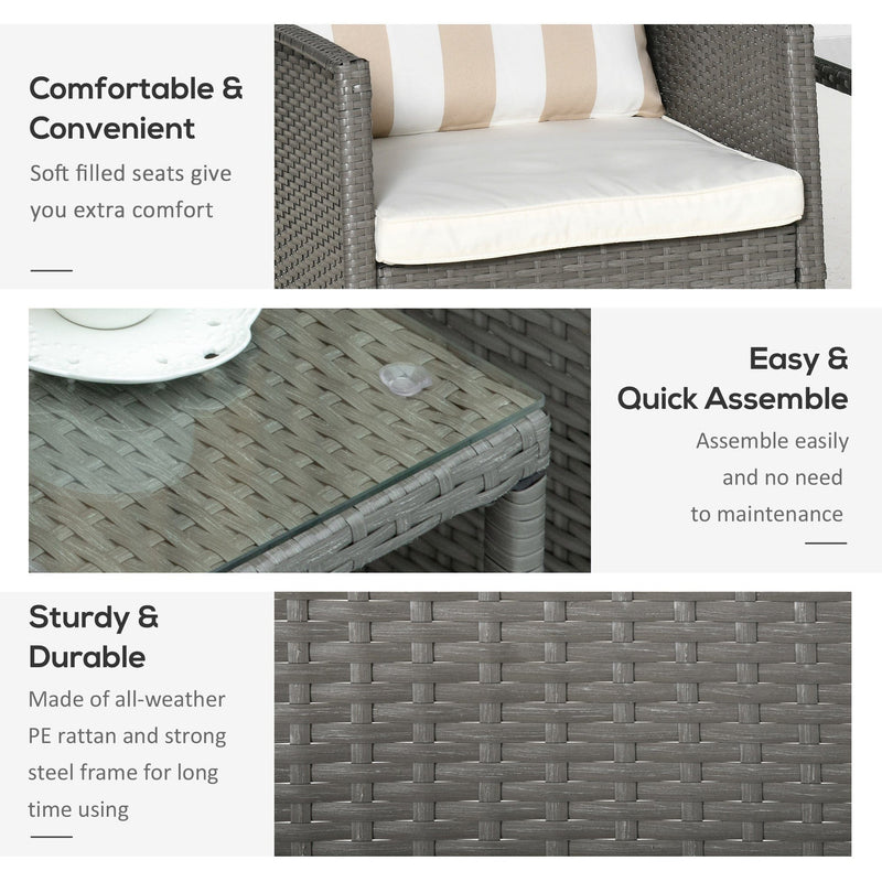 Rattan Garden Bistro Set With Comfy Armchairs