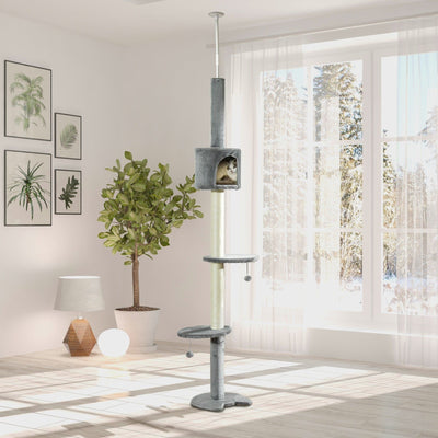 Multi-Layer Cat Tree, Scratching Post, Hanging Balls, Grey Pawhut