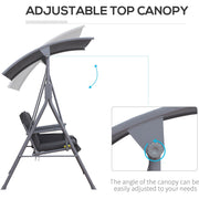 2 Seater Garden Swing Chair With Tilting Canopy & Storage Outsunny