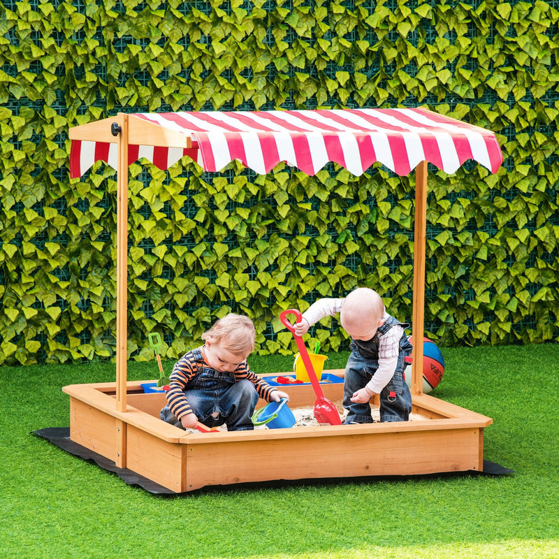 Wooden Sandpit With Canopy For Kids Age 3-7 Years