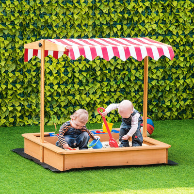 Wooden Sandpit With Canopy For Kids Age 3-7 Years Outsunny