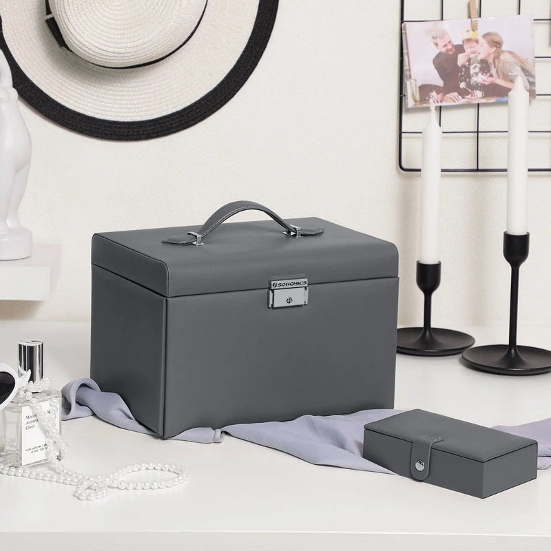 Jewellery Organiser Case with 2 Drawers, Grey SONGMICS
