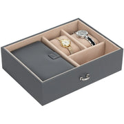 Jewellery Organiser Case with 2 Drawers, Grey SONGMICS
