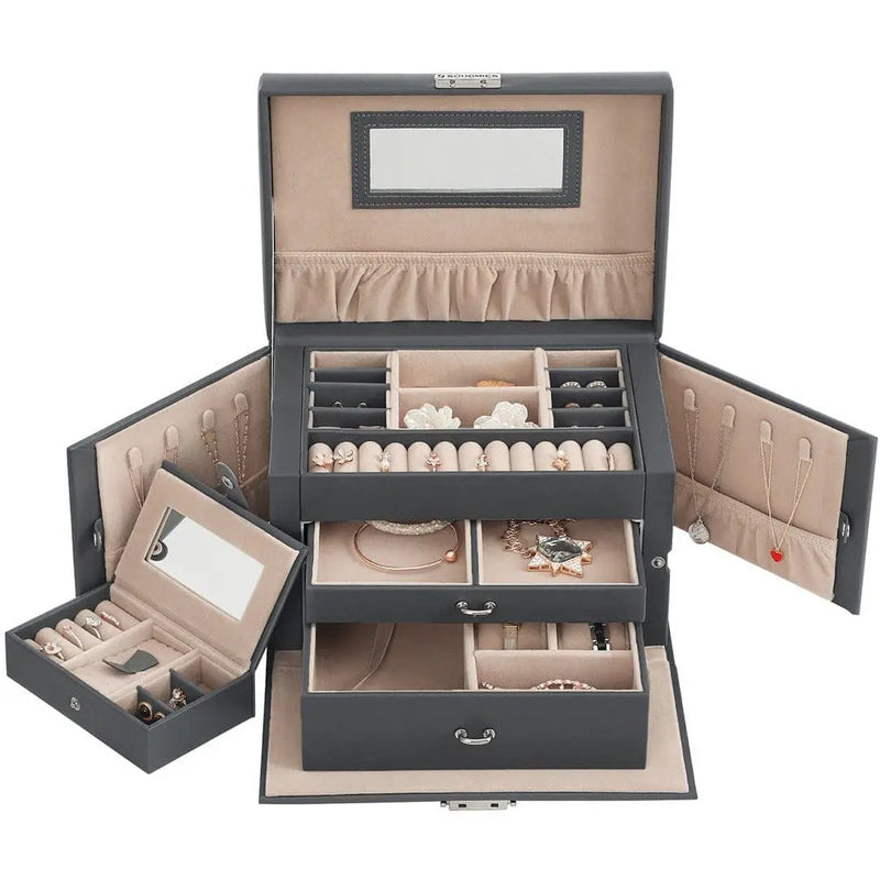 Jewellery Organiser Case with 2 Drawers, Grey SONGMICS