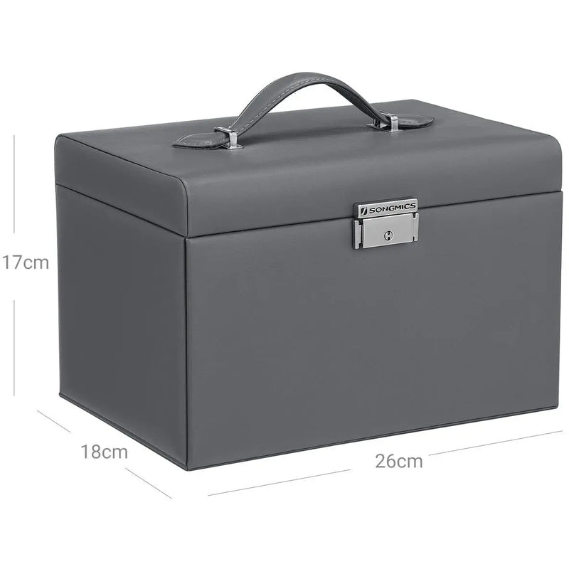 Jewellery Organiser Case with 2 Drawers, Grey SONGMICS