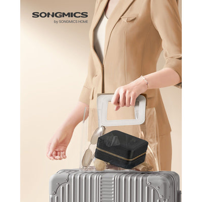 Small Travel Jewellery Case, Black Leather by Songmics Songmics