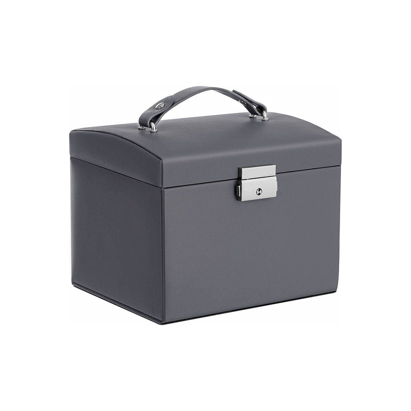 Grey Leather Jewellery Box Lockable Songmics