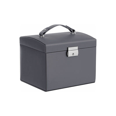 Grey Leather Jewellery Box Lockable Songmics