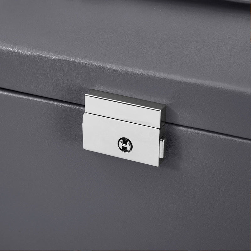 Grey Leather Jewellery Box Lockable Songmics