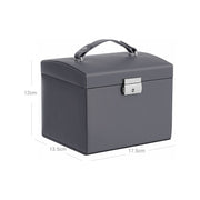 Grey Leather Jewellery Box Lockable Songmics