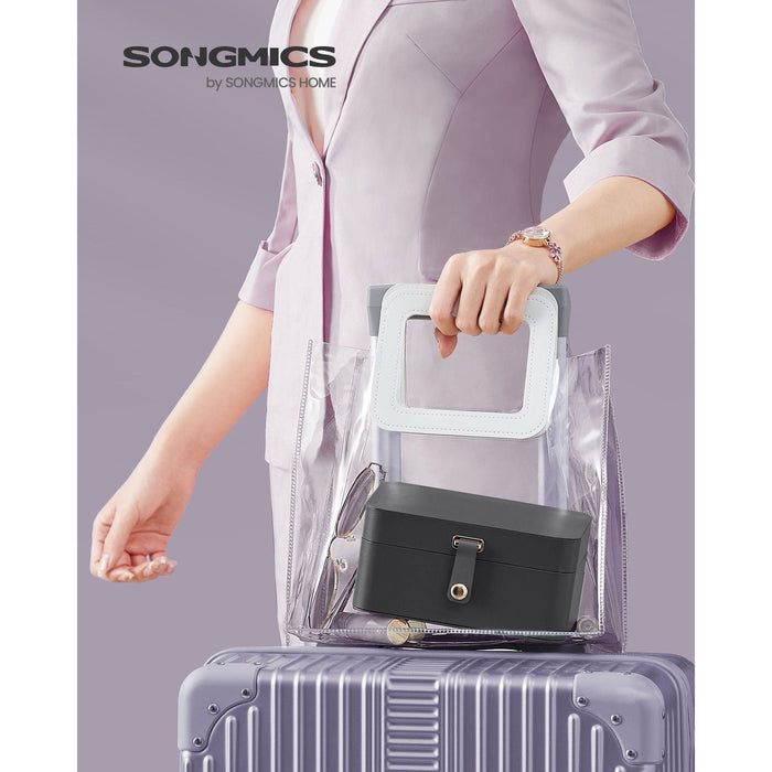 Songmics Small Travel Jewellery Case, Grey