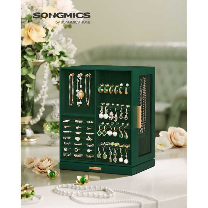 Songmics Rotating Jewellery Organiser, Forest Green