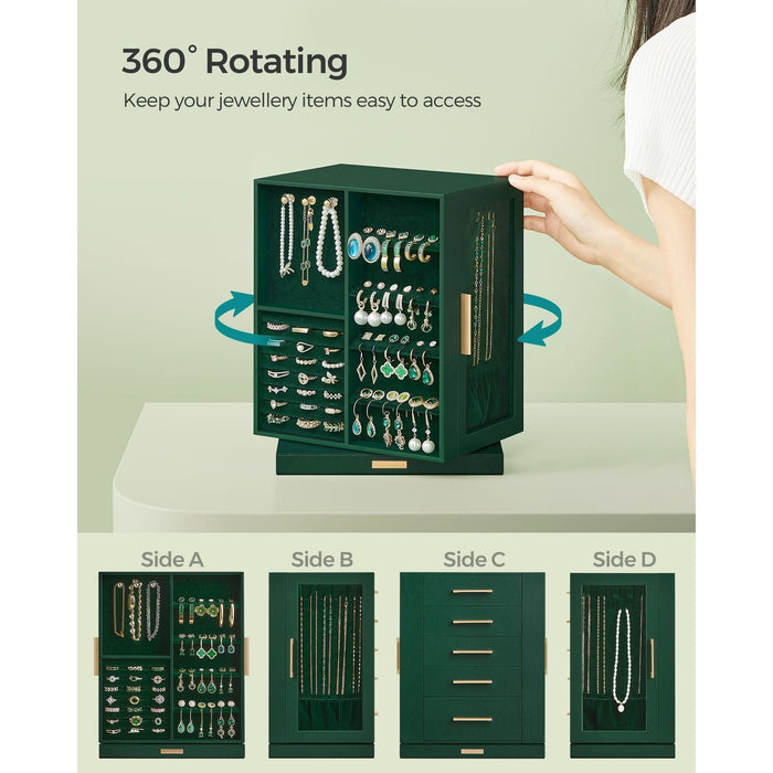 Songmics Rotating Jewellery Organiser, Forest Green