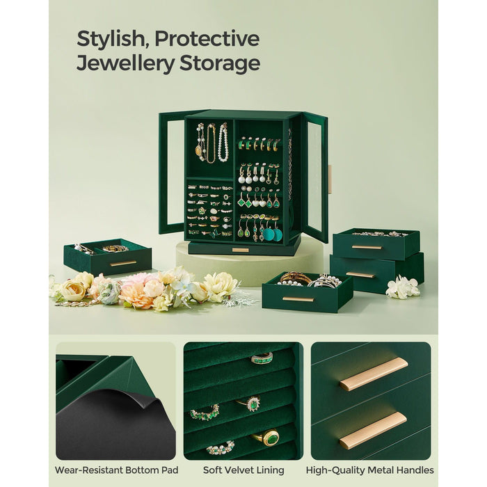 Songmics Rotating Jewellery Organiser, Forest Green