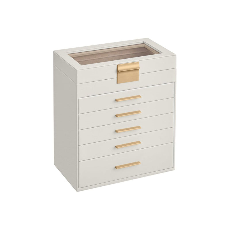 Songmics Jewellery Box With Drawers White Gold