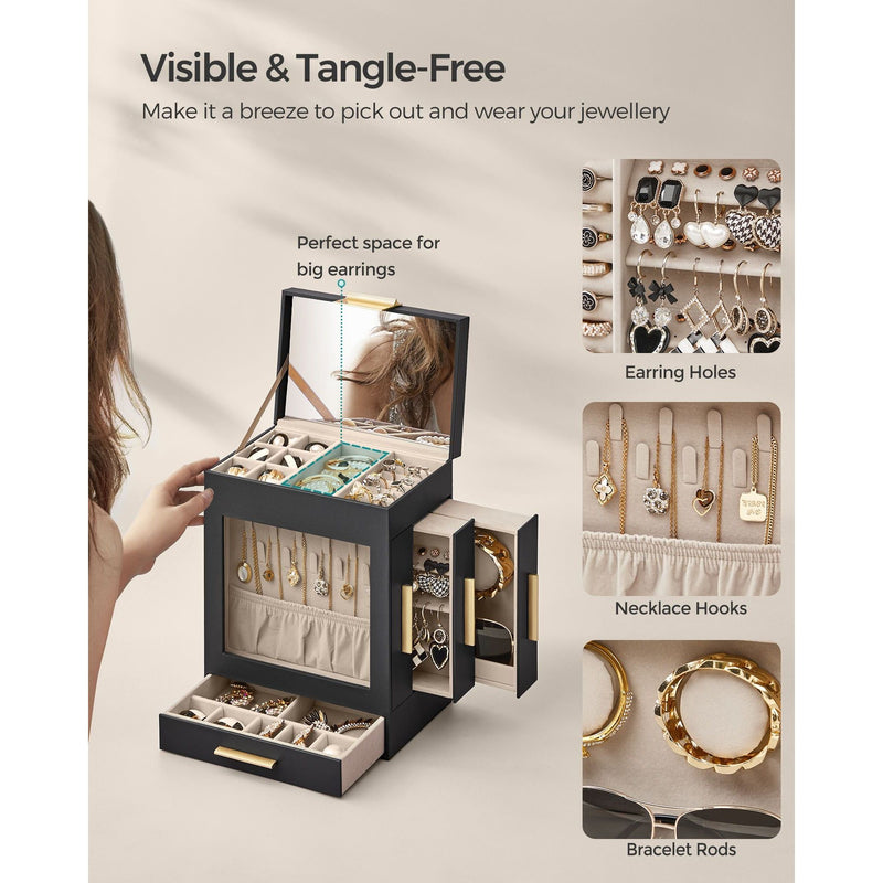 Dressing Table Jewellery Organiser, Black Songmics