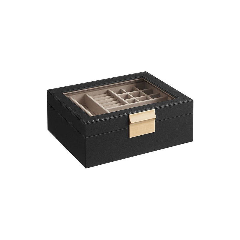 Songmics Jewellery Box With Glass Top Black Songmics