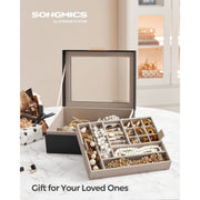 Songmics Jewellery Box With Glass Top Black Songmics
