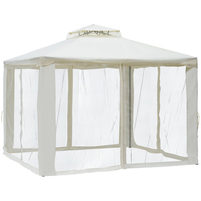 Stylish Metal Frame Gazebo With Mesh Sides, Vented Roof, 3x3 Outsunny