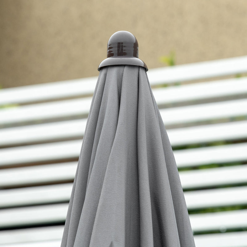 4 Seater Garden Dining Set with Parasol, Grey Outsunny