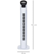 70° Oscillating Tower Fan with Remote, 3 Speed, 7.5h Timer Homcom