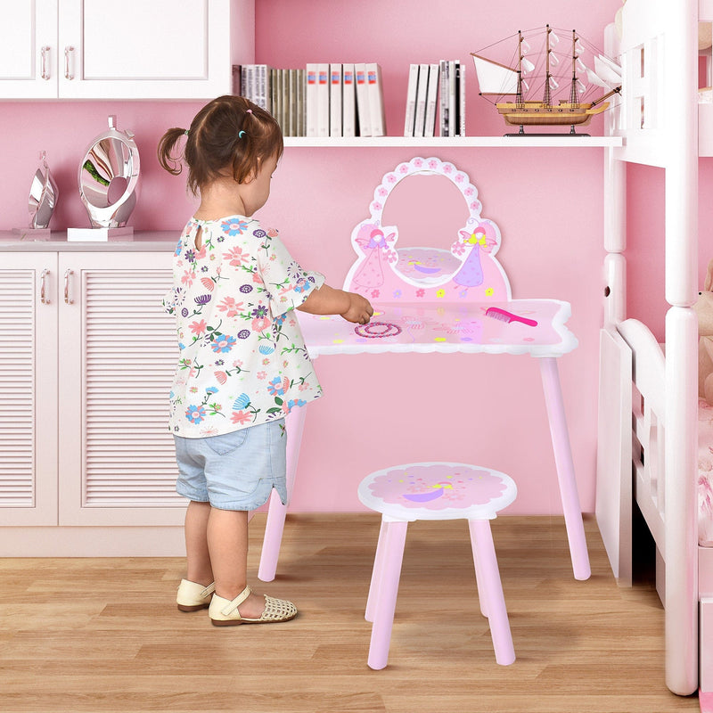 Childrens Dressing Table With Mirror, Fairy Theme