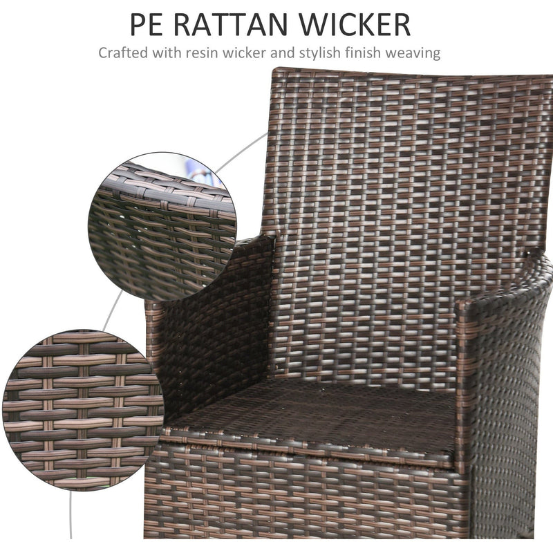 Garden Furniture Bistro Set, 2 Rattan Armchairs and Table