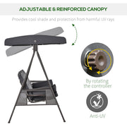 Garden Swing Chair With Canopy & Cup Trays, Dark Grey Outsunny