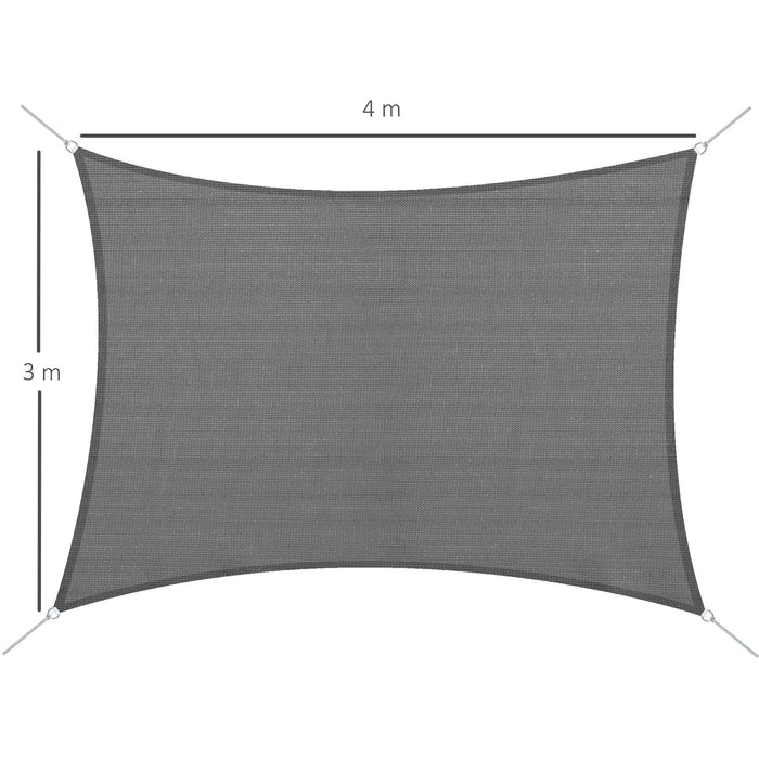 4x3m Rectangle Sun Shade Sail - Charcoal Grey