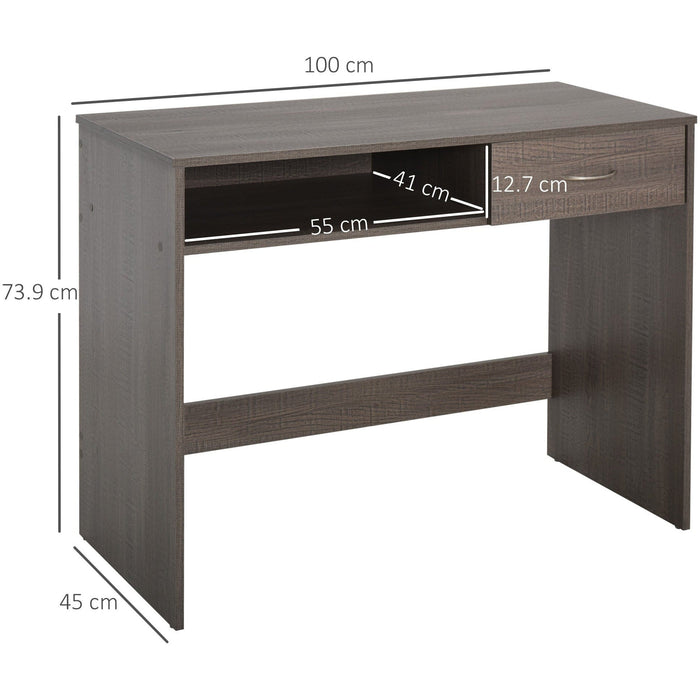 Modern Computer Desk With Drawer and Shelf, 100cm