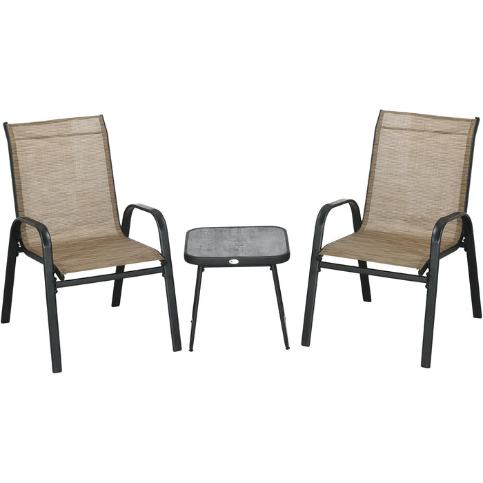 Modern 3-Piece Outdoor Bistro Set - Brown